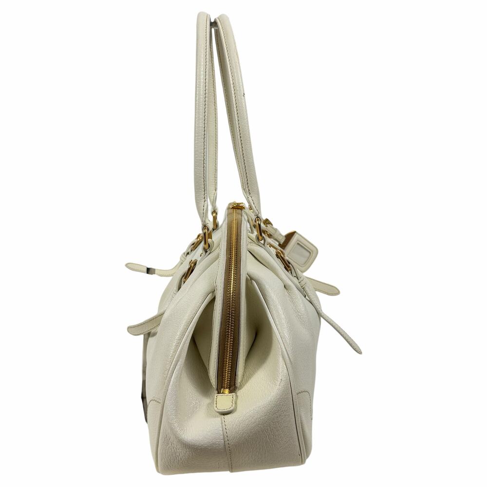 Prada Cinghiale Leather Frame Large Shoulder Bag Bianco White - Picture 6 of 16